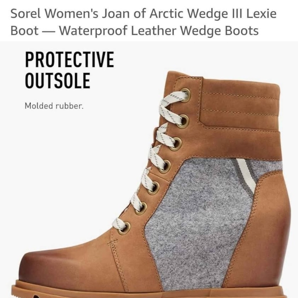 Sorel Brown and Gray Wedge Boots with Waterproof Leather